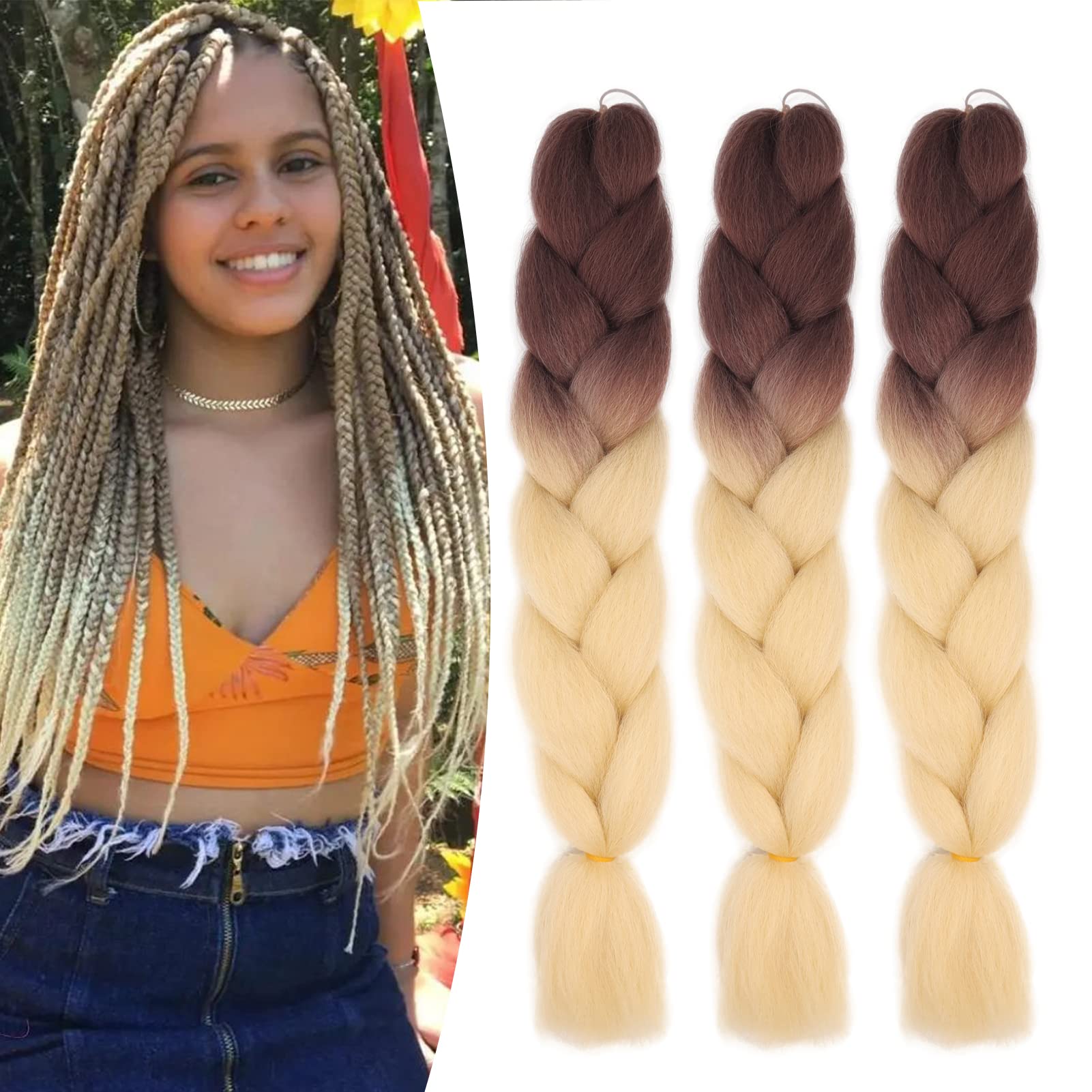 24inch Jumbo Braids Hair Extensions Ombre Braiding Hair Synthetic 3Pieces/lot Crochet Twist High Temperature African Box Braids, Sapphire Blue — view 108