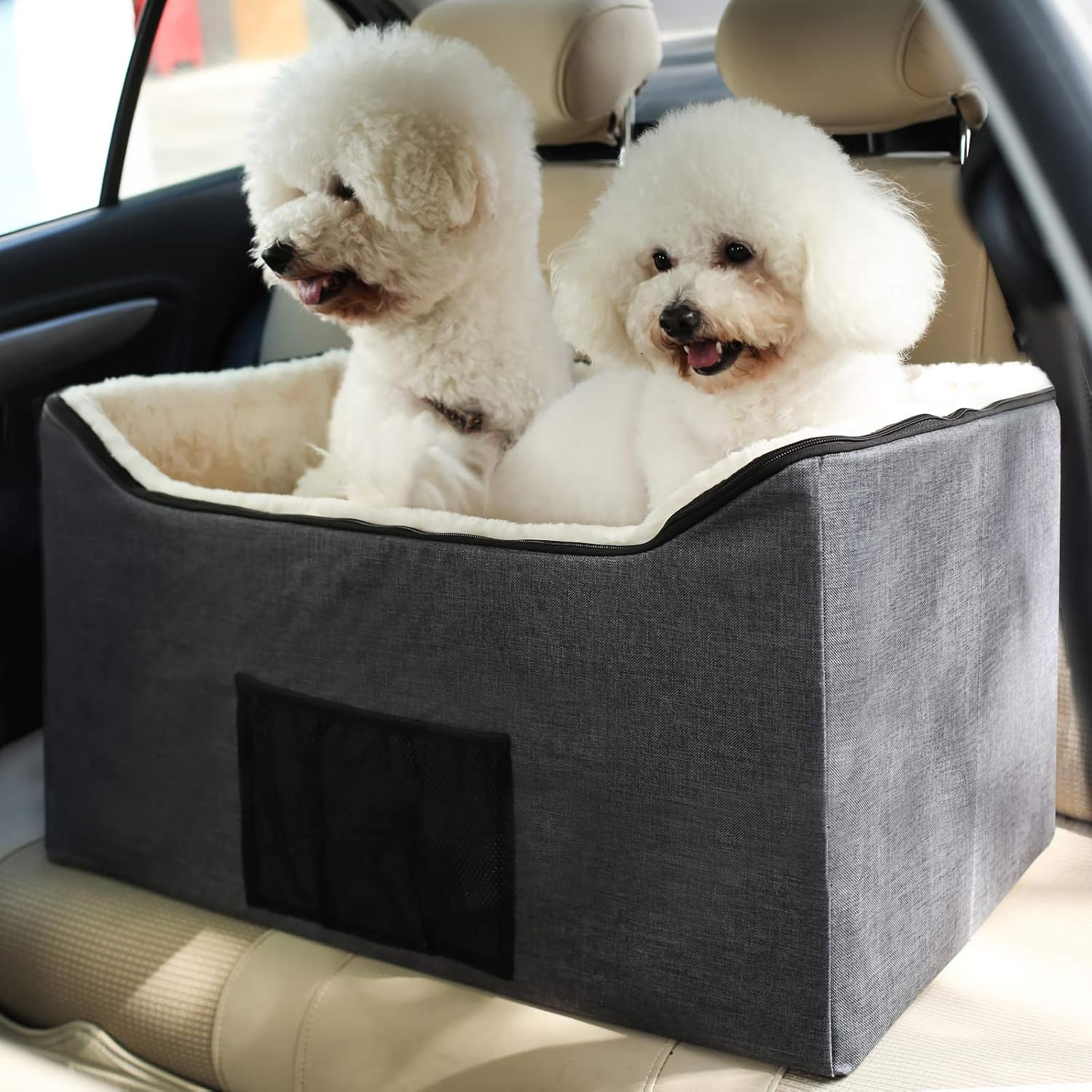 BORKIN Dog Car Booster Seat for Small Dogs-Elevated Pet Booster Seat for Car Back Seat