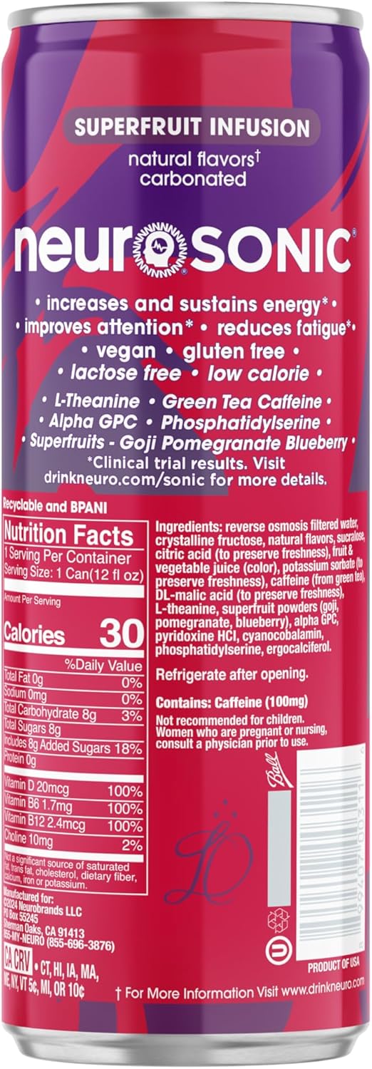 Neuro Sonic Superfruit Infusion, 12 Fl Oz Can (Pack of 12) Neuro Sonic Superfruit Infusion, 12 Fl Oz Can (Pack of 12)