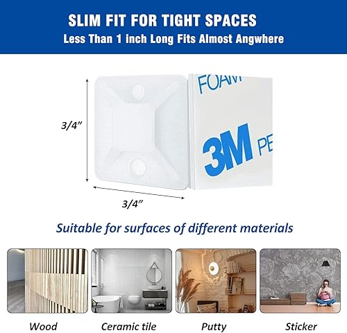 Miniatura 10 de Kit de 100 clips autoadhesivos para sujetar cables con pegamento trasero fuerte, 100 clips para organizar cables con bridas de 6 pulgadas, soportes