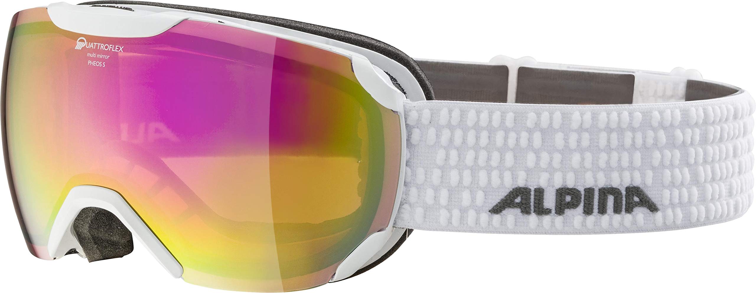 ALPINA PHEOS S Q Skibril met spiegelende, contrastversterkende en gepolariseerde skibril met 100% uv-bescherming voor volwassenen, mat zwart, eenheidsmaat