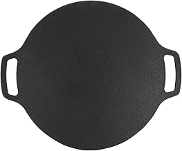 Panela Grelhada Coreana Redonda, Chapa Antiaderente Com Revestimento de 6 Camadas para Fogão a Gás Chapa Dupla para Churrasco para Acampamento Ao Ar Livre