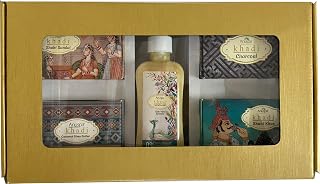 Anuspa Handcrafted Sulphate-Free Khadi Gift Set | Includes Shahi Khus, Shahi Sandal, Charcoal, Coconut Shea Butter Soaps | 125g Each | Sulphate Free Handwash | Luxurious Soap Gift Set or Pack