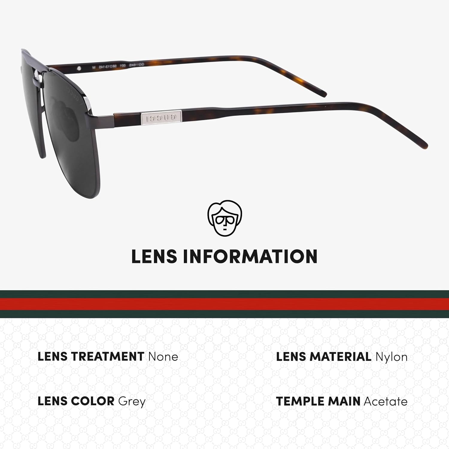 Gucci GG1164S Lettering Logo Caravan-Shaped Non-Polarized Sunglasses for Men – Includes Luxury Eyewear Kit – Gunmetal Frame with Grey Lens - Image 4