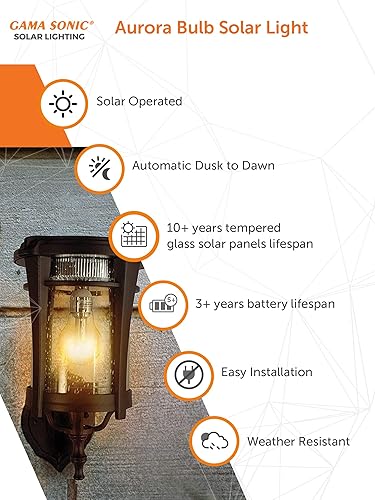 Miniatura 4 de Gama Sonic Aurora 124B033 - Luz solar para exteriores, aluminio fundido negro, luz única con 3 opciones de montaje, ajuste de 3 pulgadas para postes