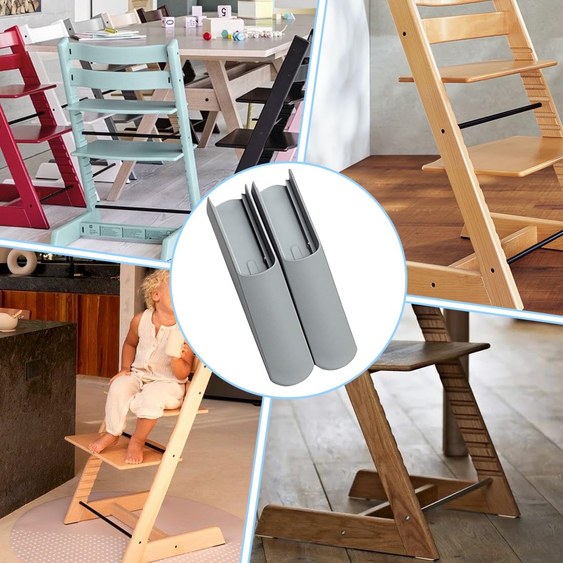 Coprigamba per Seggiolone,2 Pezzi Bambino Sedia da Pranzo Inserto Gamba Seggiolone,Bambino Piedi di Sicurezza Copertura di Estensione di Sicurezza,per Stokke Tripp Trapp Seggiolone(Grigio)