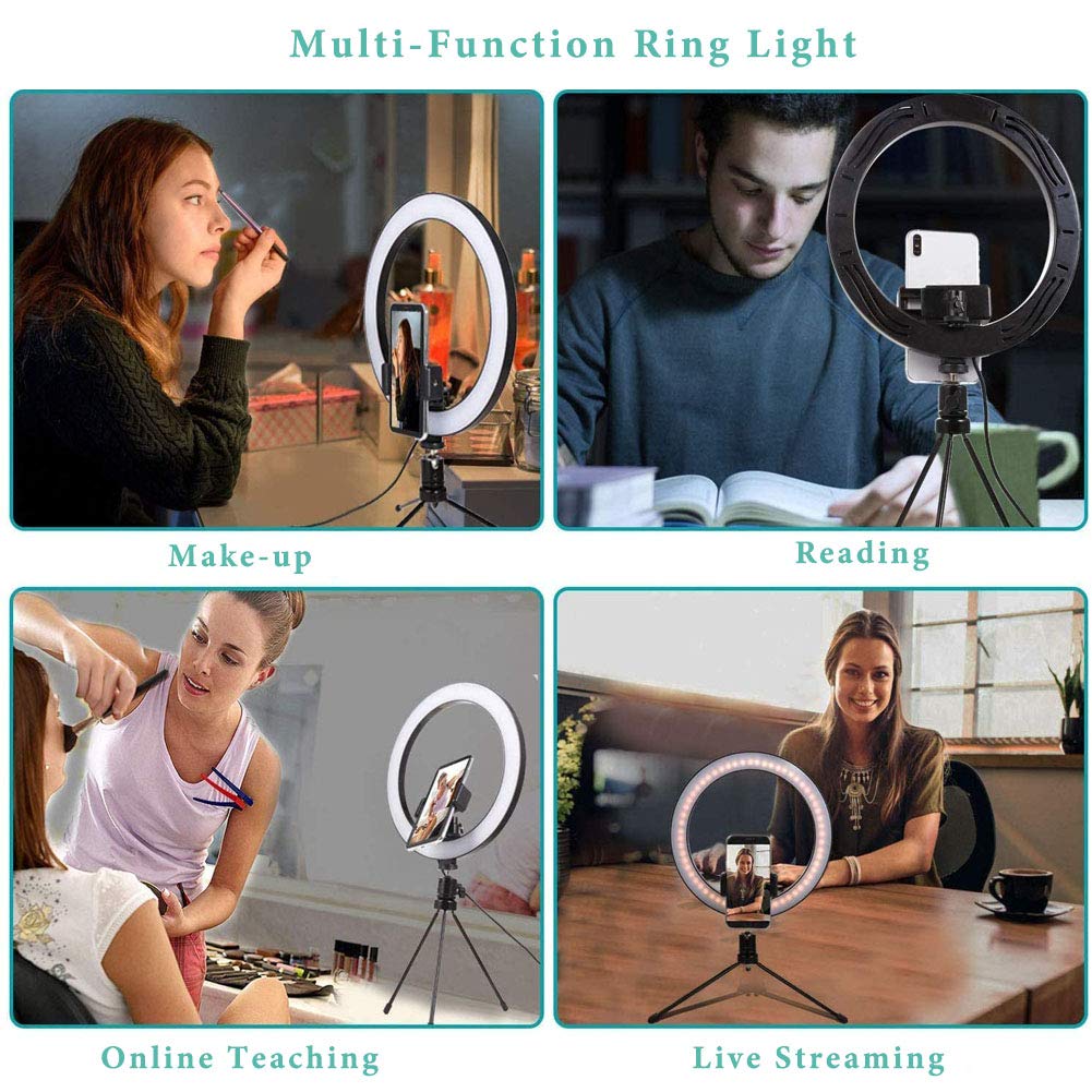 Anello Luminoso a LED con Supporto per Treppiede con 3 Modalità di Illuminazione Dimmerabili e Telecomando Bluetooth per Tablet e Smartphone YouTube/Fotografia/Live Streaming (19.68in)