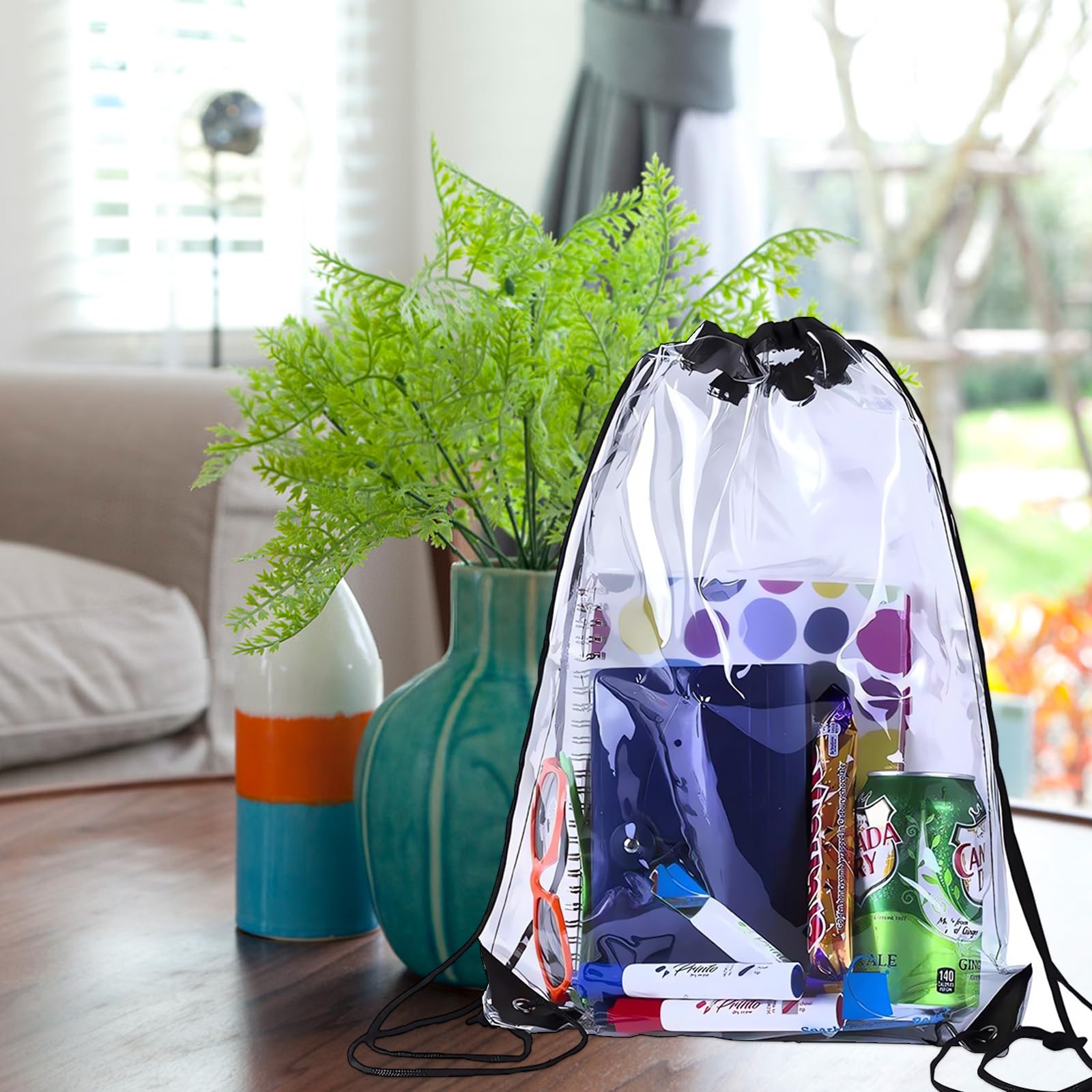 Zaino trasparente, Borsa trasparente, Sacca impermeabile, Sacca sportiva, Borsa plastica impermeabile, per Festival, Concerti, Sport, Palestra, Scarpe, Shopping