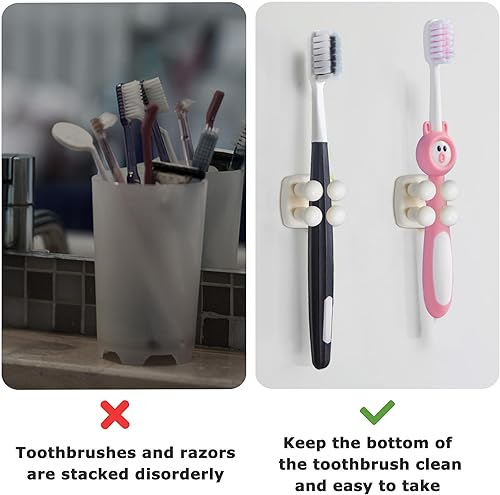 Miniatura 3 de Soporte de silicona para cepillos de dientes, gancho multifunción, impermeable, autoadhesivo, para cepillo de dientes, soporte para enchufe de pared