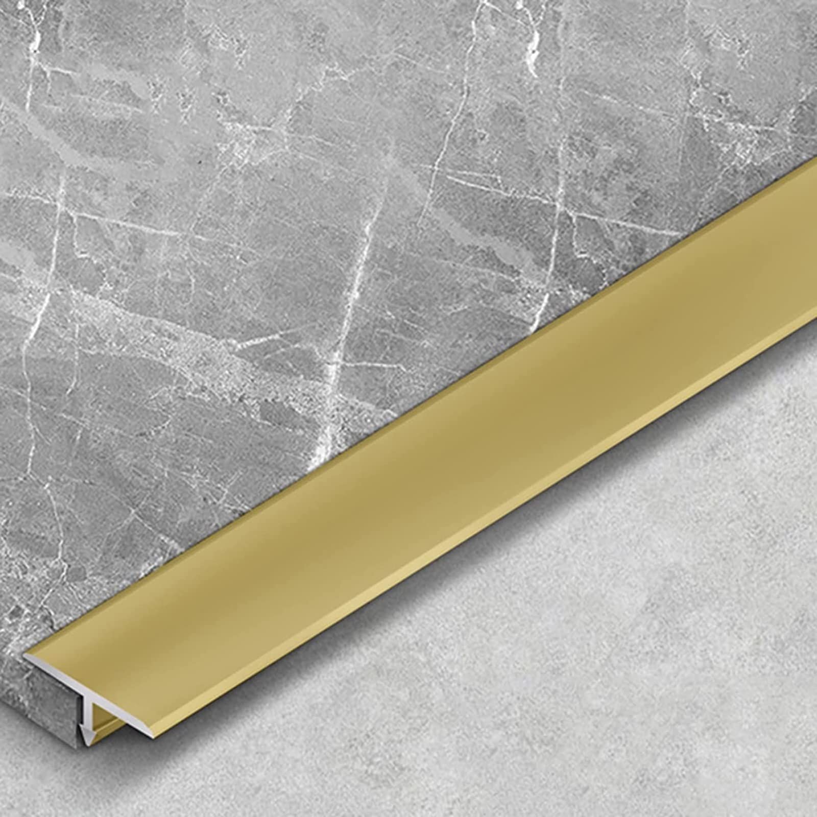VIZET T Listwa przejściowa do formowania 95/105/115/125/135/145/155 cm długości, aluminiowa listwa rozdzielcza podłogowego, do wykończenia krawędzi wykładziny podłogowej (kolor: złoty, rozmiar: szer. 10 cm - dł. 155 cm / 61 cali)