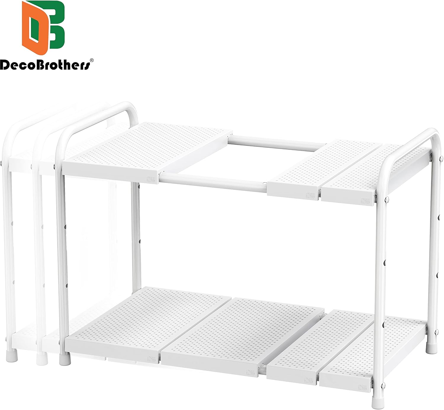 Deco Brothers Under Sink 2 Tier Expandable Shelf Organizer, White - Image 3