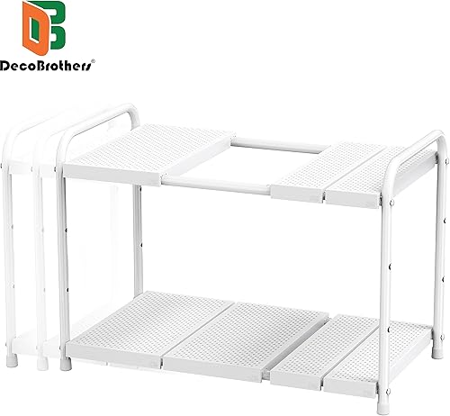 Miniatura 9 de DecoBros, organizador de estante expansible de 2niveles para debajo del fregadero, de plata