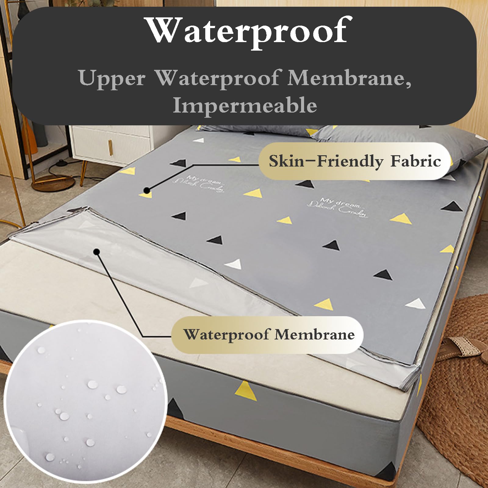 Housse De Matelas avec Fermeture éClair,Housse De Matelas ZippéE,Housse De Matelas ZippéE à Enveloppe ComplèTe,Housse De Matelas ImperméAble avec Fermeture éClair,pour Chambre