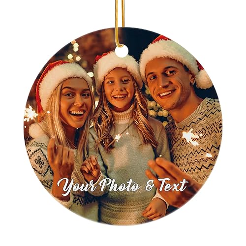 Bemaystar Personalized Christmas Ornaments with Photo Text - Custom Ornaments