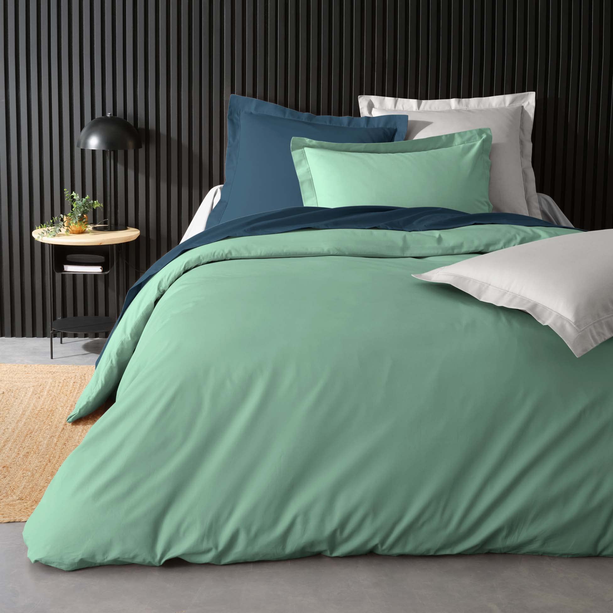 douceur d'intérieur, Percale Cotton Duvet Cover 260 x 240 cm Lime Green, Housse De Couette 260 x 240 cm - Image 2