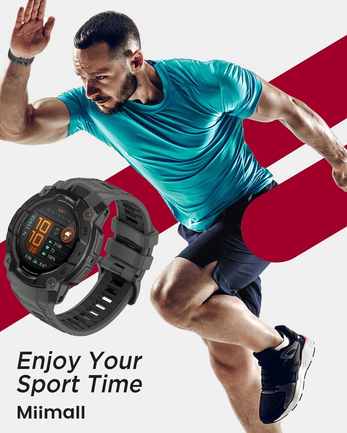 Miimall Silicone Band Compatible for Garmin Instinct 3 45mm/50mm, Waterproof, Quickfit, 22mm/26mm Soft Adjustable Bracelet Replacement Watch Strap for Instinct 3 SOLAR/AMOLED for Men Women - Image 8