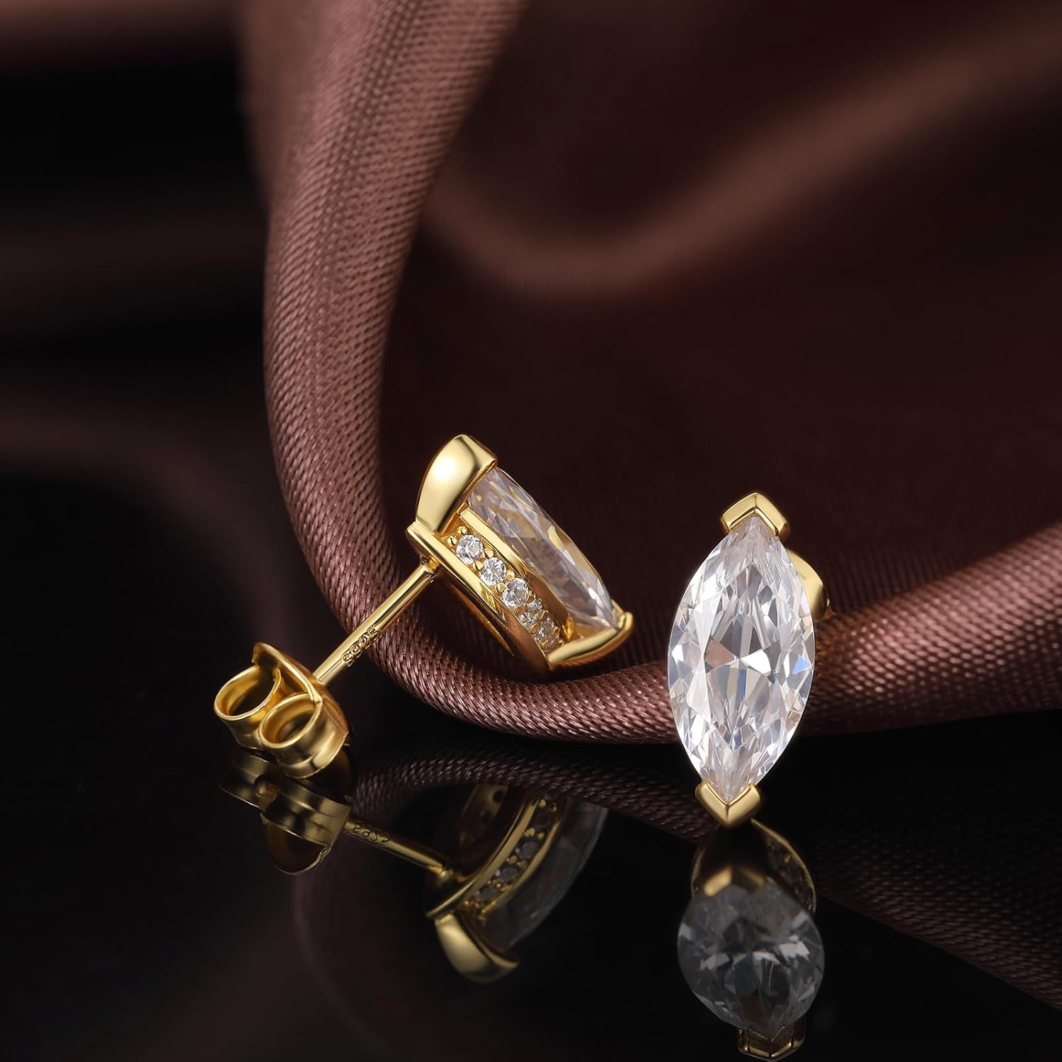 18K White Gold Plated Simulated Diamond Sparkly Stud Earrings 925 Sterling Silver 5A CZ Cubic Zirconia Size Small/Medium/Large Fine Jewelly for Women Men - Image 5