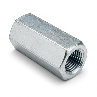 Party Animals 3/8"-16 Hex Coupling Nut, 30 PCS Zinc-Plated Carbon Steel Rod Coupler 1-1/4" Length Industrial Joiner