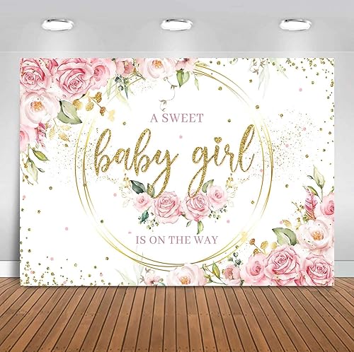 Sensfun Telón de fondo floral con texto en inglés "It's a Girl" para baby shower con texto en inglés "A Sweet Baby Girl is On The Way" ("A Sweet disponible en Yaxa Colombia