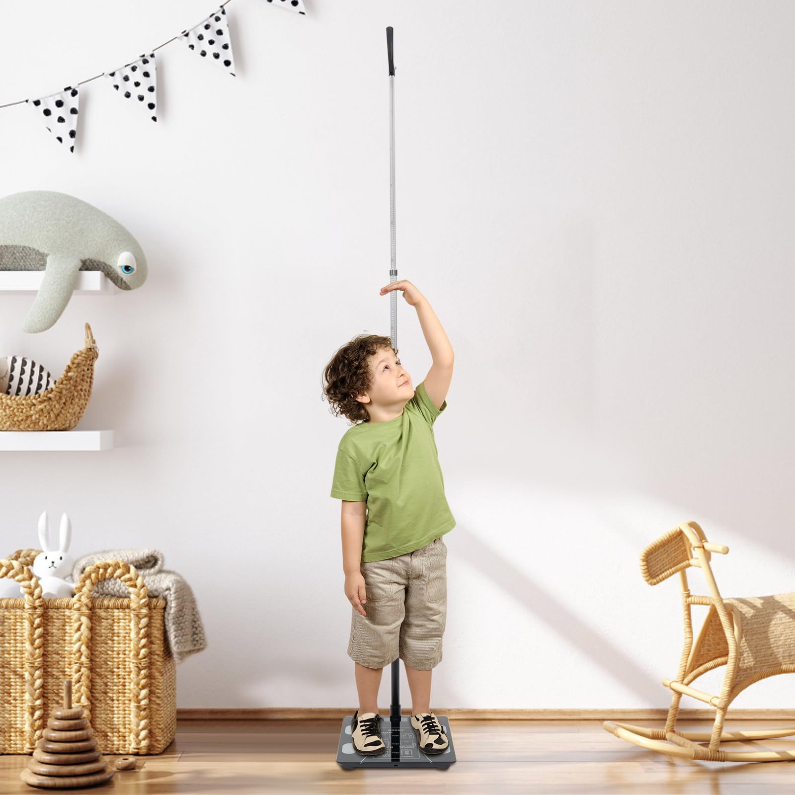 2-in-1 Height and Weight Scale| Smart Digital Height & Weight Measuring Tape for Children| 0.44-396 lbs & 8-74 inch | APP Health Tracking, Temperature Display|for Home/Gym/Hospital