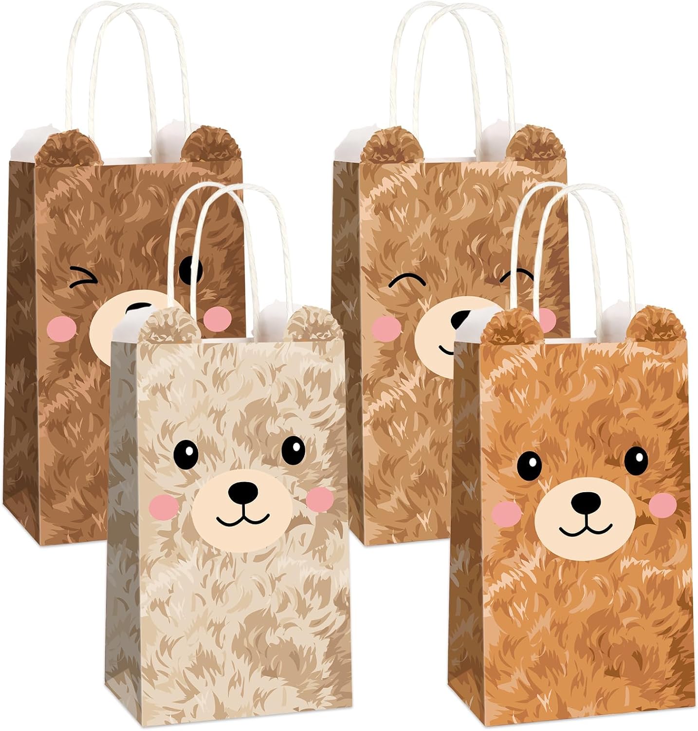 24Pcs Brown Bear Gift Bags Bear Treat Bags Bears Party Favor Supplies