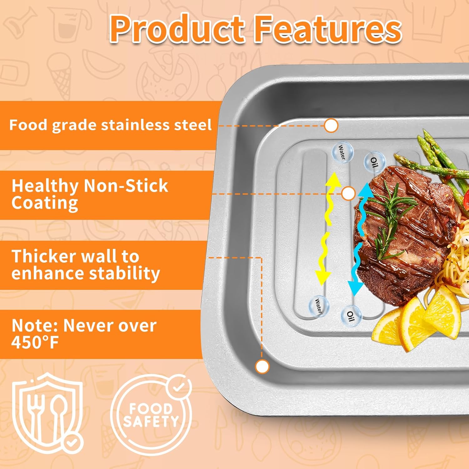 GXF Air Fryer Accessories for Emeril Lagasse Dual Zone 360 Air Fryer Oven 25 QT Extra Large, 14''×12'' Steel Air Fryer Tray Grill Pan Grill Plate Crisper Plate Replacement Parts Rack