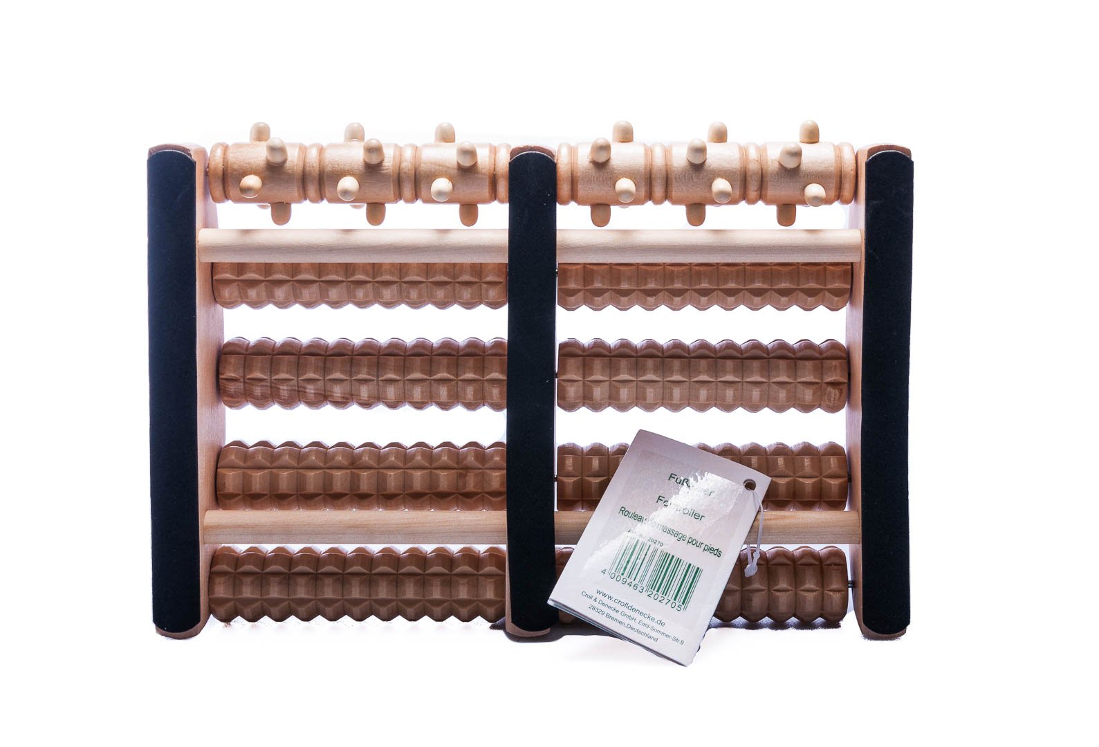 Croll & Denecke Rouleau de massage en bois pour les pieds 2 x 5 roulettes