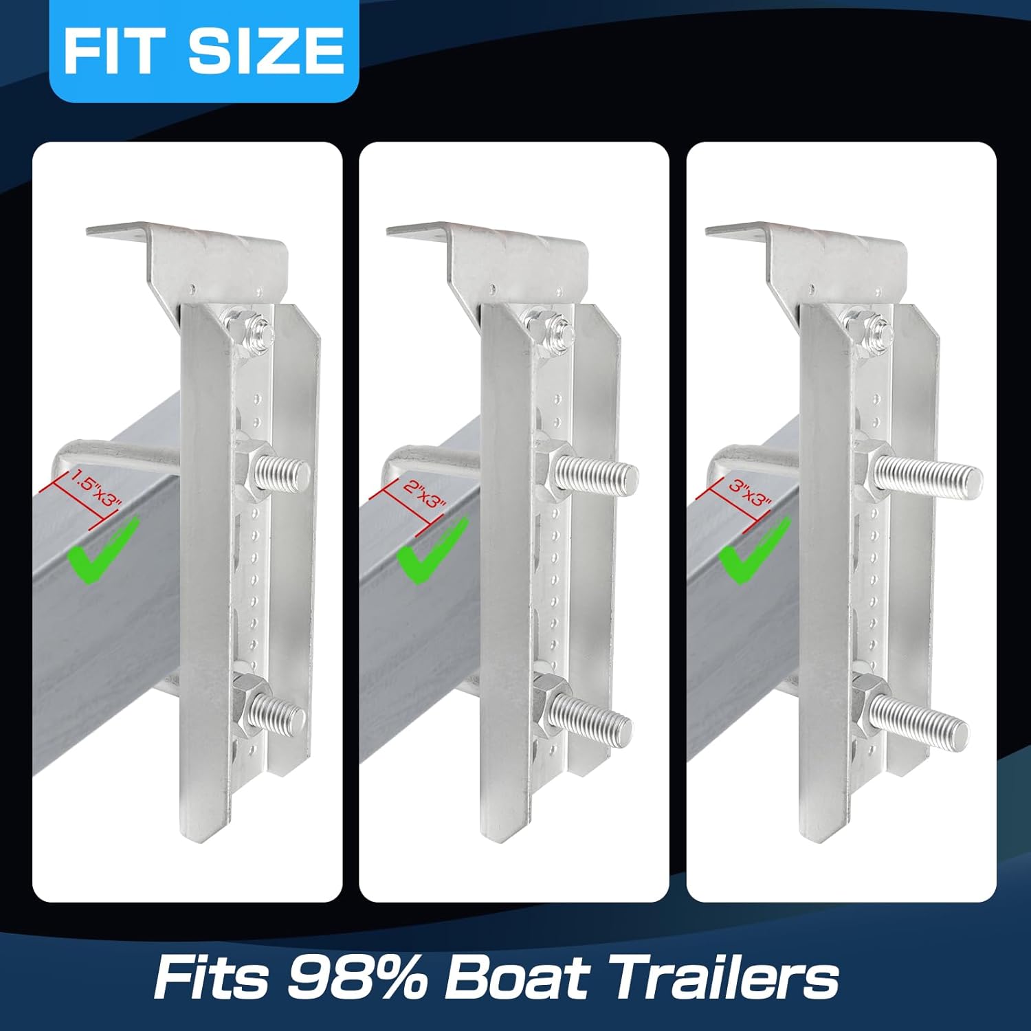 8" Boat Trailer Bunk 8 PCS Brackets Swivel Top Bunk Bracket Kit for 1.5"x3", 2"x3", & 3"x3" Heavy Duty Boat Trailer Crossmember Parts