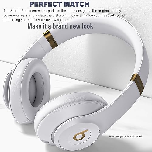Miniatura 2 de Studio 3 - Almohadillas de repuesto para auriculares Beats Studio 2 y Studio 3 con cable e inalámbricos, almohadillas de espuma viscoelástica con