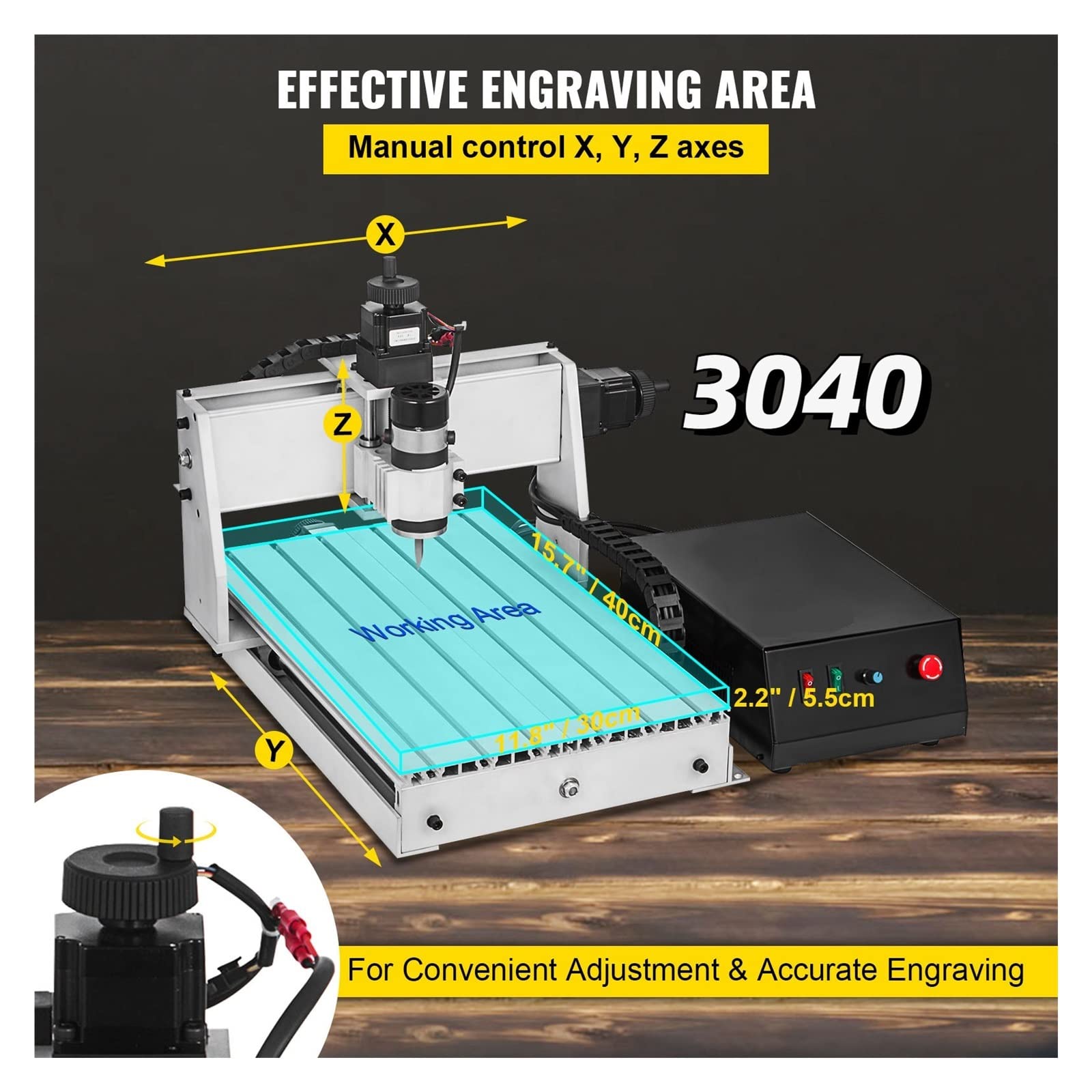 3/4 Axis CNC Router 6040/3040/3020 Grawer Port USB Frezarka Maszyna do grawerowania PCV 3D Rzeźba Maszyna do obróbki drewna (Color : 4 Axis CNC 3040)