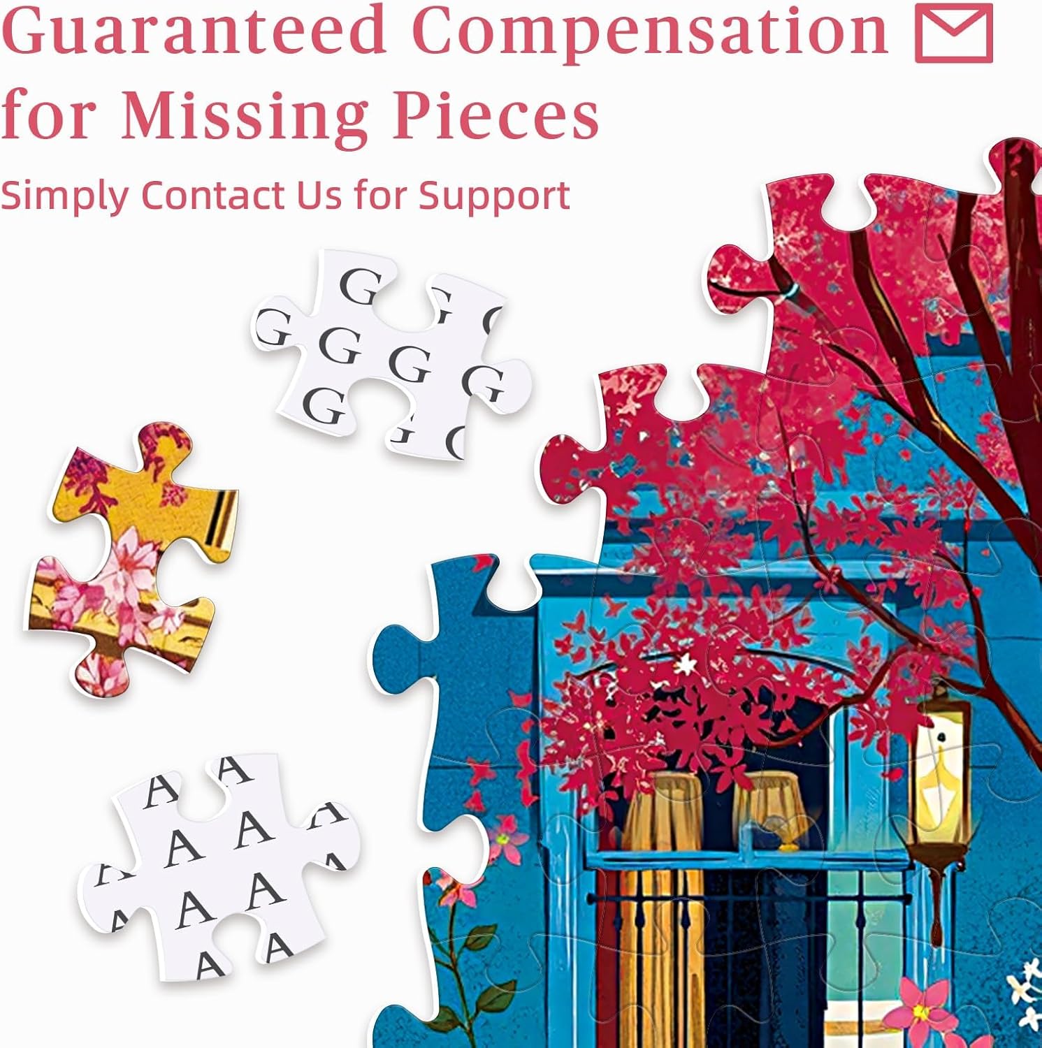 1000 Piece Puzzle for Adults, Floral Spring Street Puzzle, Funny Spring Romantic Puzzles, Challenging 1000 Pieces Jigsaw Puzzles for Friends Family