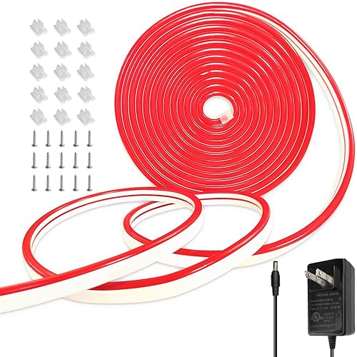 segrass Luces LED de neón de 16.4 pies, IP65, impermeables, flexibles, de neón, para decoración de interiores y exteriores, incluye adaptador de