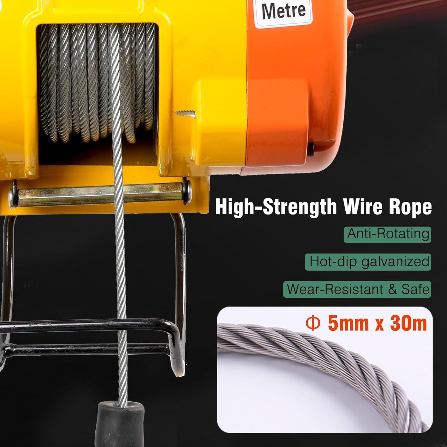 1100lbs Electric Hoist Winch,1500W Portable Power Winch CraneHoist Lift,98ft Lifting Height,2-in-1 Wire Remote Control/Wireless Remote Control, 36ft/min,for Warehouss, Garage, Factory