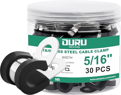 OURU 30pcs 5/16 Inch Stainless Steel Cable Clamps,Rubber...
