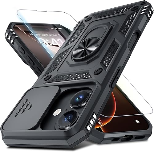 Janmitta - Funda para iPhone 11 Pro con cubierta deslizante para lente de cámara incorporada + protector de pantalla, funda de cuerpo completo