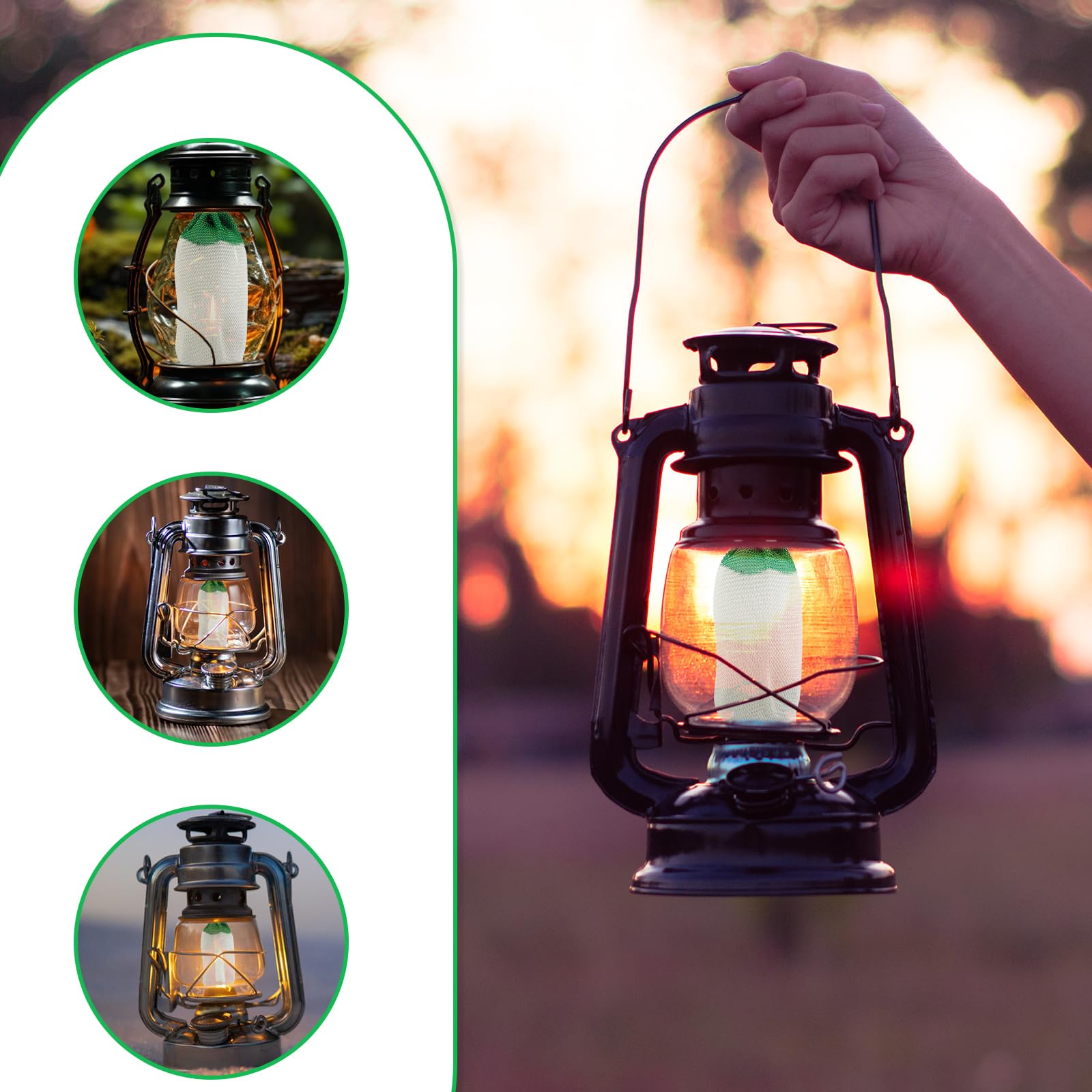 Confezione Da 10 Stoppini Per Lampada A Gas A Calza Luminosa Lanterna A Gas Doppia Testa Maglia Accessori Lanterna In Tessuto Campeggio