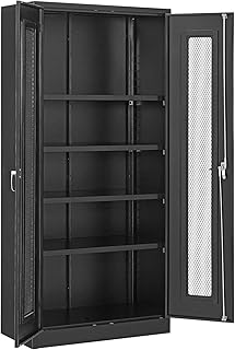 Global Industrial Unassembled Storage Cabinet with Expanded Metal Door, 36x18x78, Black