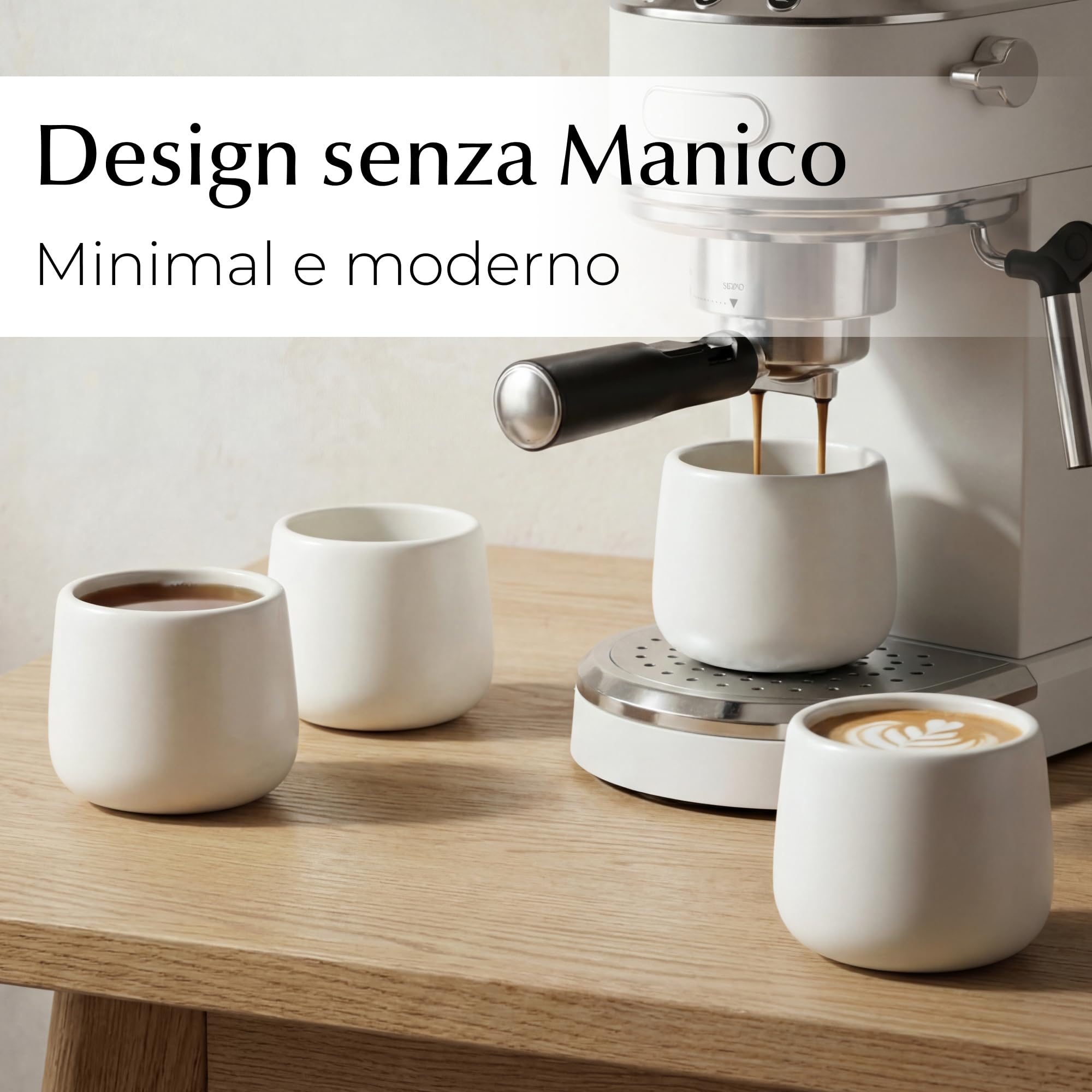 MIAMIO - tazze da caffè Set, ceramica Daily | ceramica tazze da caffè für Kaffee, Tee und Mahlzeiten, 250ml, Weiß per l'uso quotidiano - per l'uso quotidiano daily