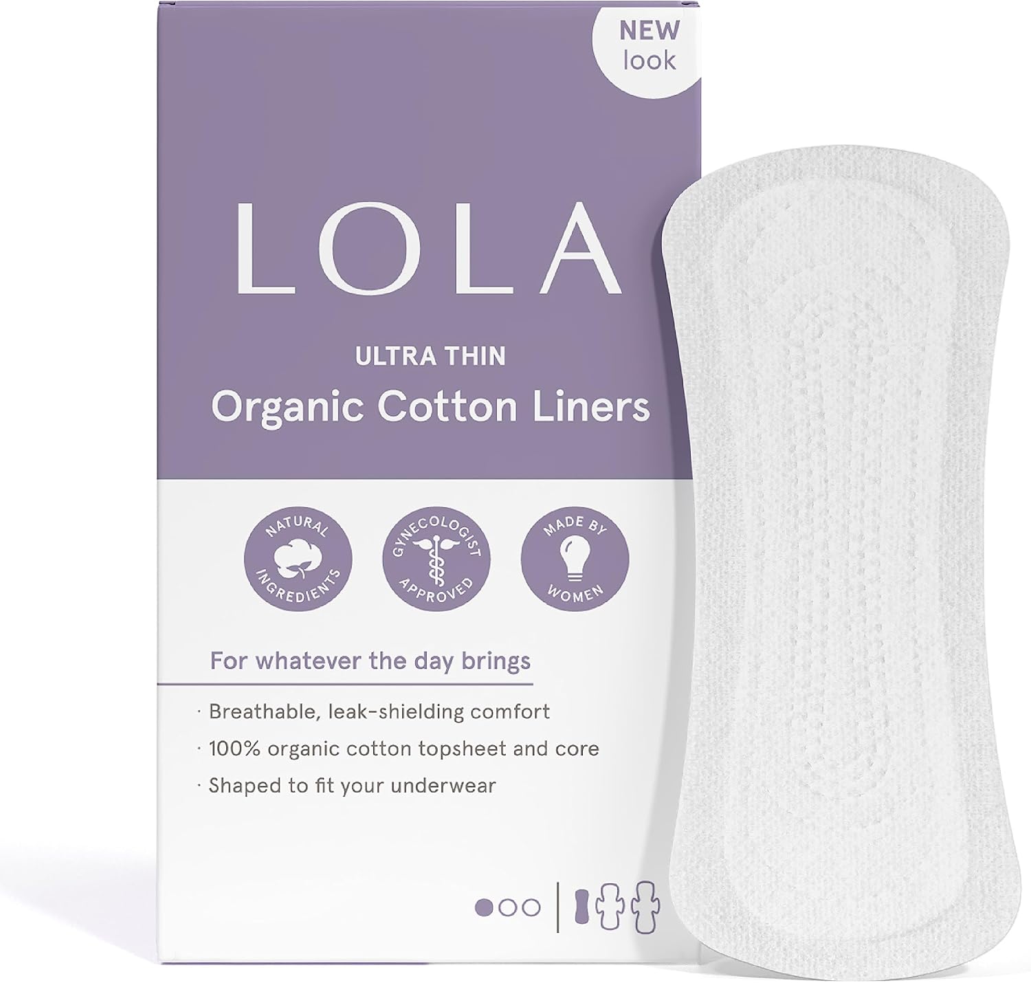 LOLA Ultra Thin Liners, 144 Count - Cotton Panty Liners for Women, Hypoallergenic Pads for Women, HSA FSA Approved Products Feminine Care
