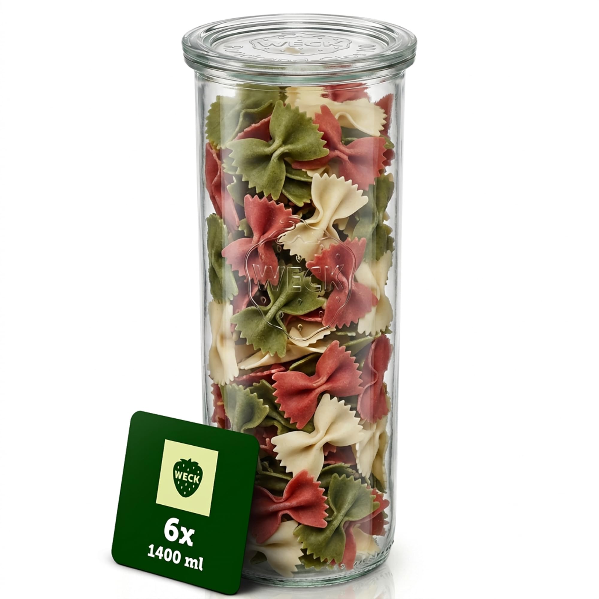Weck Lot de 6 bocaux cylindriques de 1500 ml - Bocaux en verre avec couvercle - Pour la conservation des conserves, des jus, pour le stockage hermétique des ingrédients secs