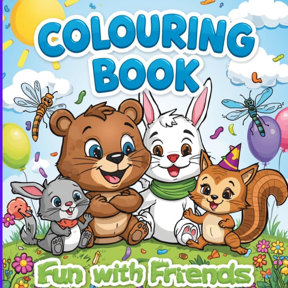 Fun with Cartoon Wild Animals and Children: Cute and Playful Coloring Book for Kids Ages 4-8