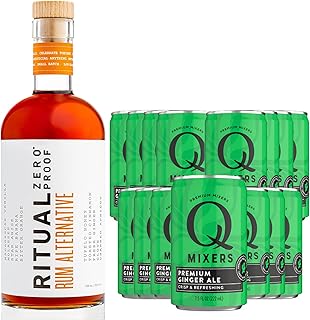 Ritual Zero Non-Alcoholic Rum Alternative with of Q Mixers Ginger Ale for your favorite Alcohol-Free Mixed Drink | 15 PACK