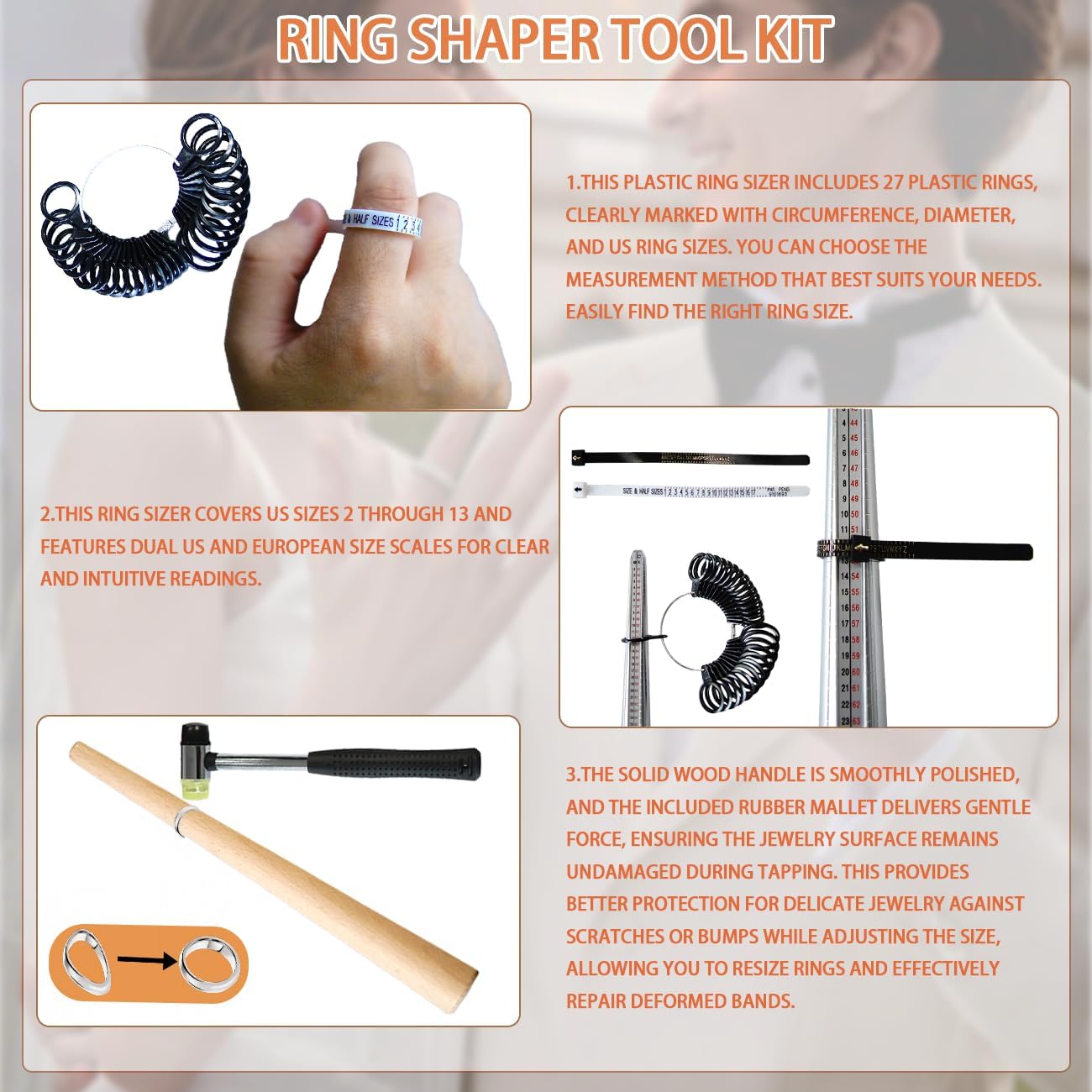 IvySync 15pcs Spoon Ring Bending Tool Kit,Multi-Functional Ring Bending Machine with Sizer Measuring Tool and Nylon Dies Making Tool,Jewelry Making Measuring Tool Set for Soft Metals