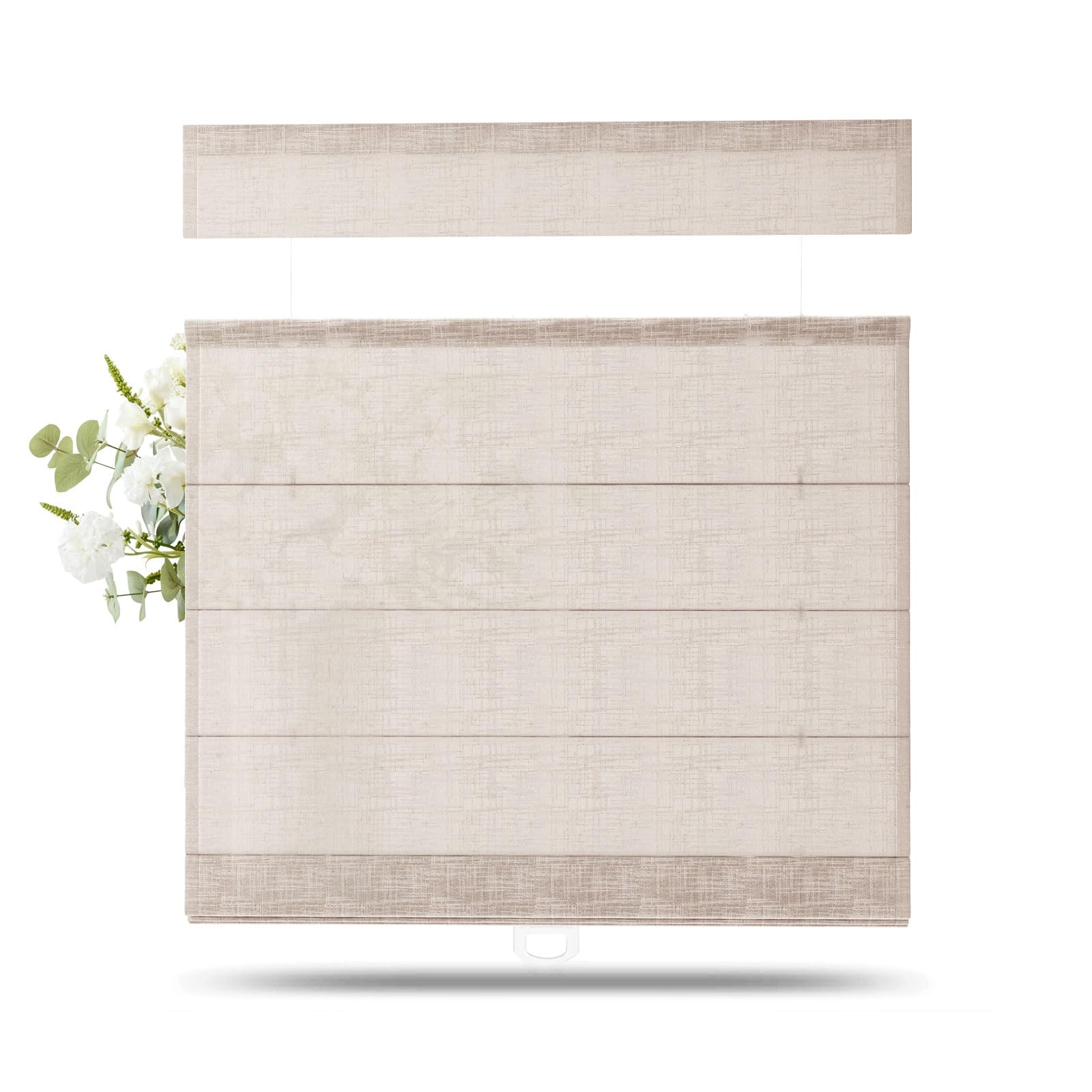 TWOPAGES Liz Linen Top Down Bottom Up Roman Shades for Windows, Tapioca