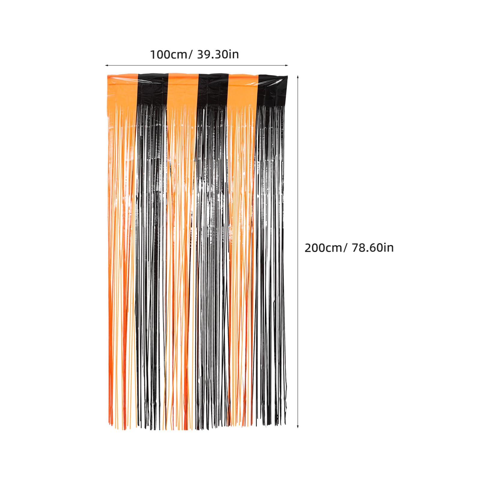 HANABASS Elegant Halloween Party Supplies 2pcs 1m x 2.5m Black Orange PVC Fringe Tassel Curtain for Decor