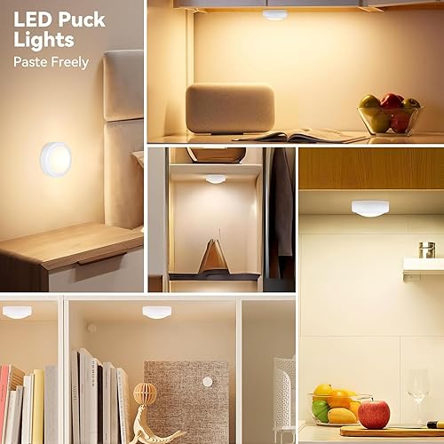 Miniatura 6 de Aokpsrt Luces de disco con control remoto, 16 luces LED inalámbricas intercambiables de color, luces debajo del gabinete, luces a pilas con