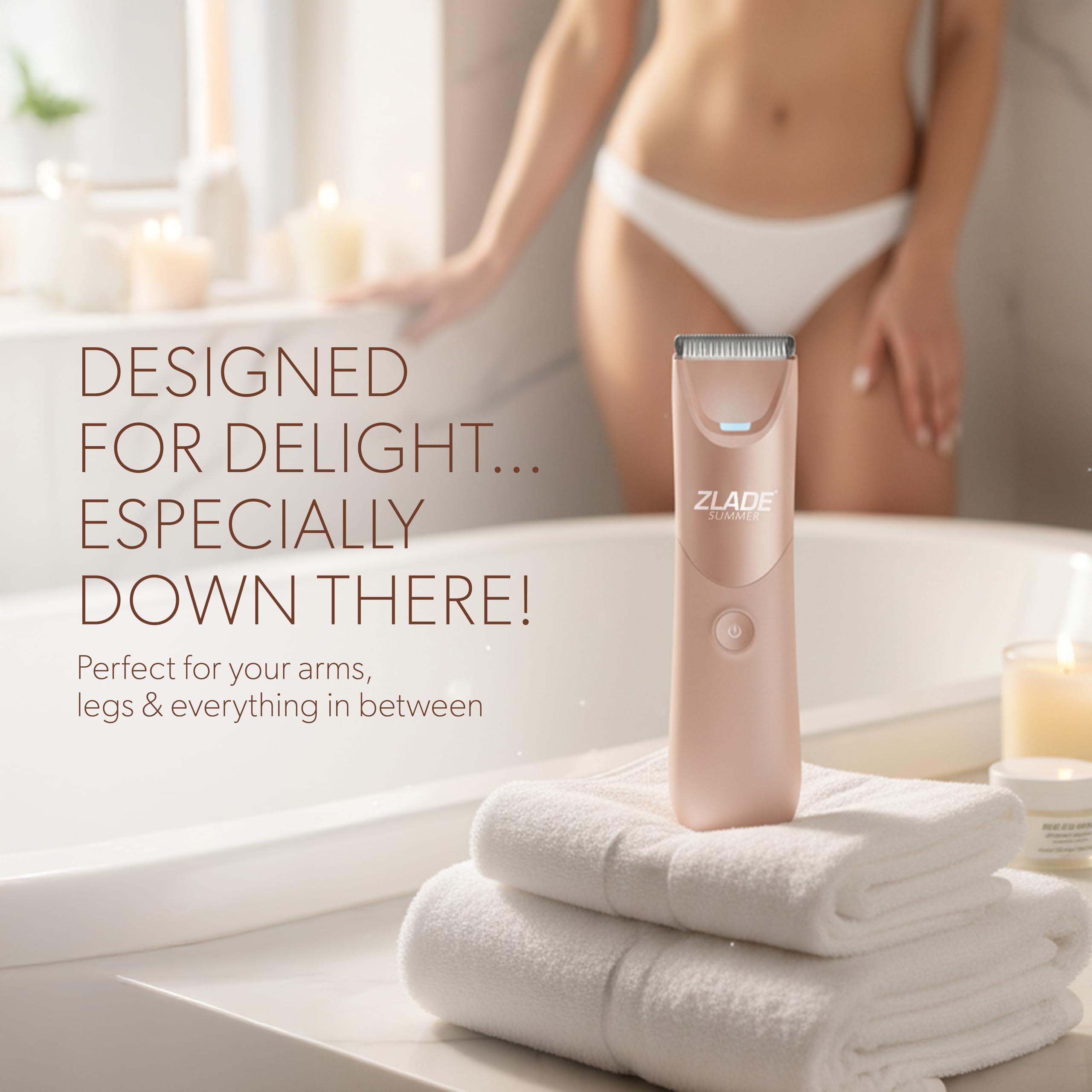 Zlade Summer LITE Bikini Trimmer For Women | Private parts, Underarms, Arms, Legs & Body | Soft Ceramic Blades | No Nicks or Cuts, No Skin Irritation | AAA Battery Powered, No Charging Needed | Fully Waterproof and Silent 4