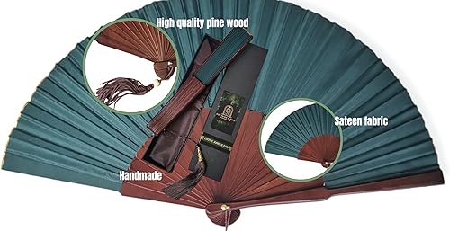 Miniatura 6 de Exotic Jungle Green - Abanico plegable de mano, 9 pulgadas, hecho a mano en Bali, Indonesia, para bodas, fiestas, mantente fresco con estilo, regalo