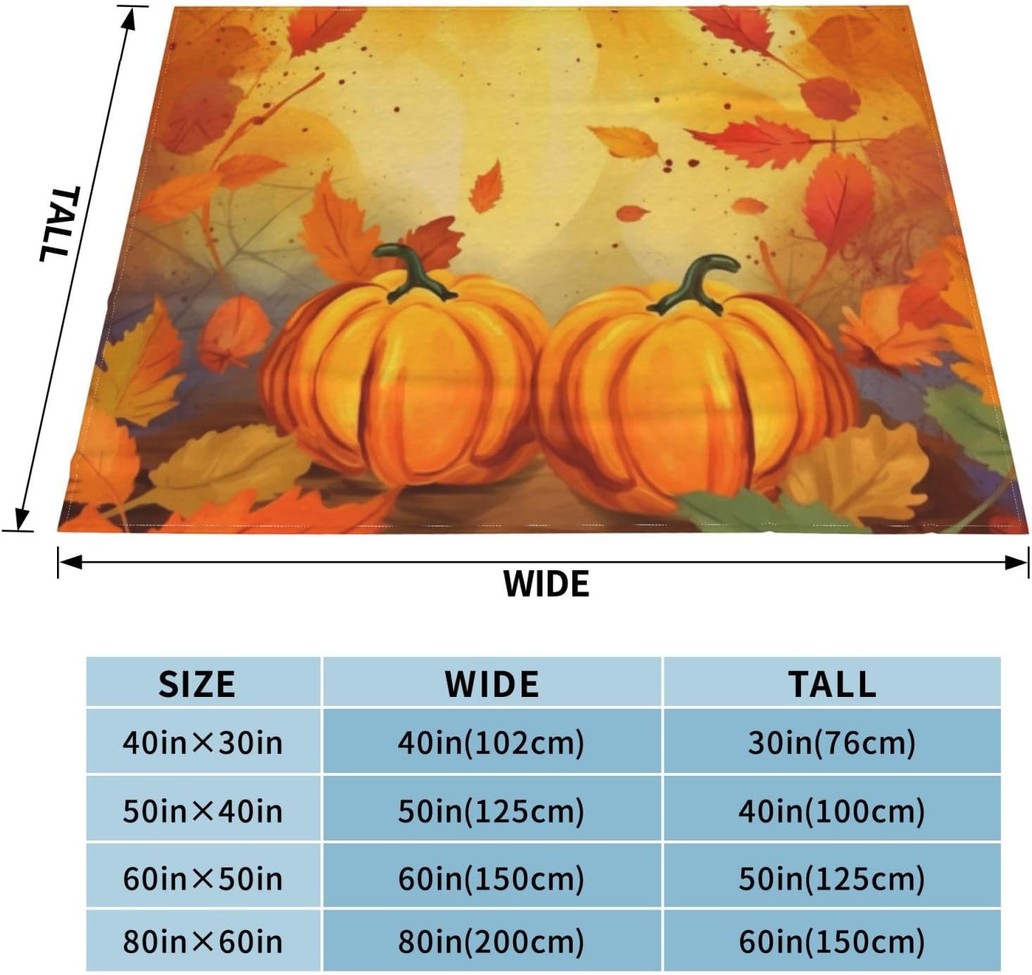 Printed Flannel Blanket Decorative, Maple Pumpkins Fall Soft Throw Blankets for Bed Couch Home Decor All Season Gifts 80"x60"
