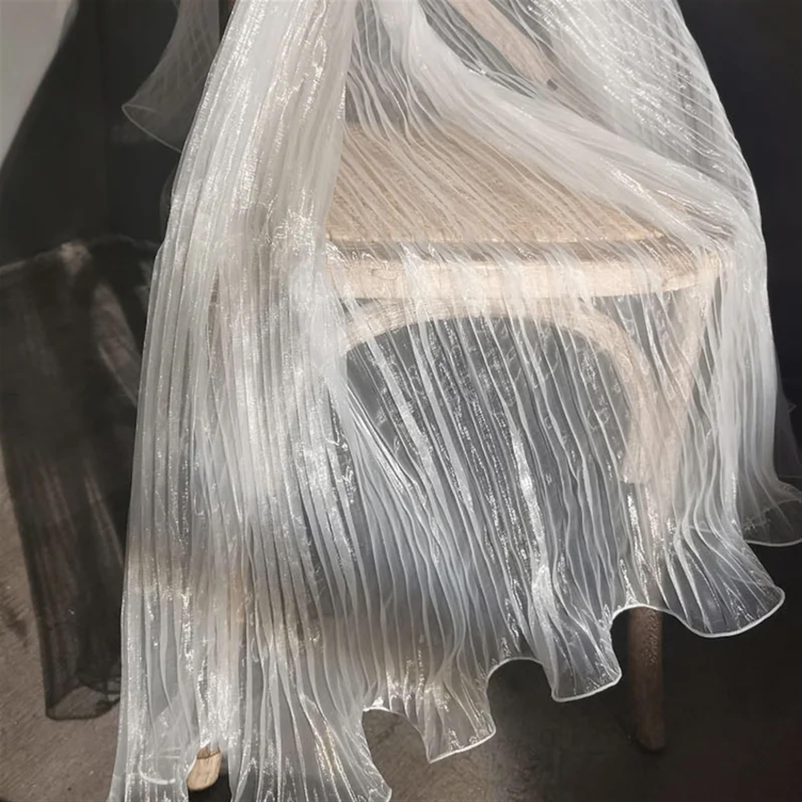 Tela plisada brillante con volantes de 3/5/10 m, gasa de organza transparente para vestidos, tela para coser (145 cm x 5 m)